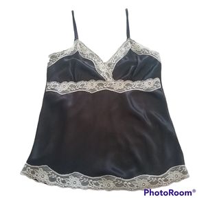 Camisole Satin Top Black White Lace Size L